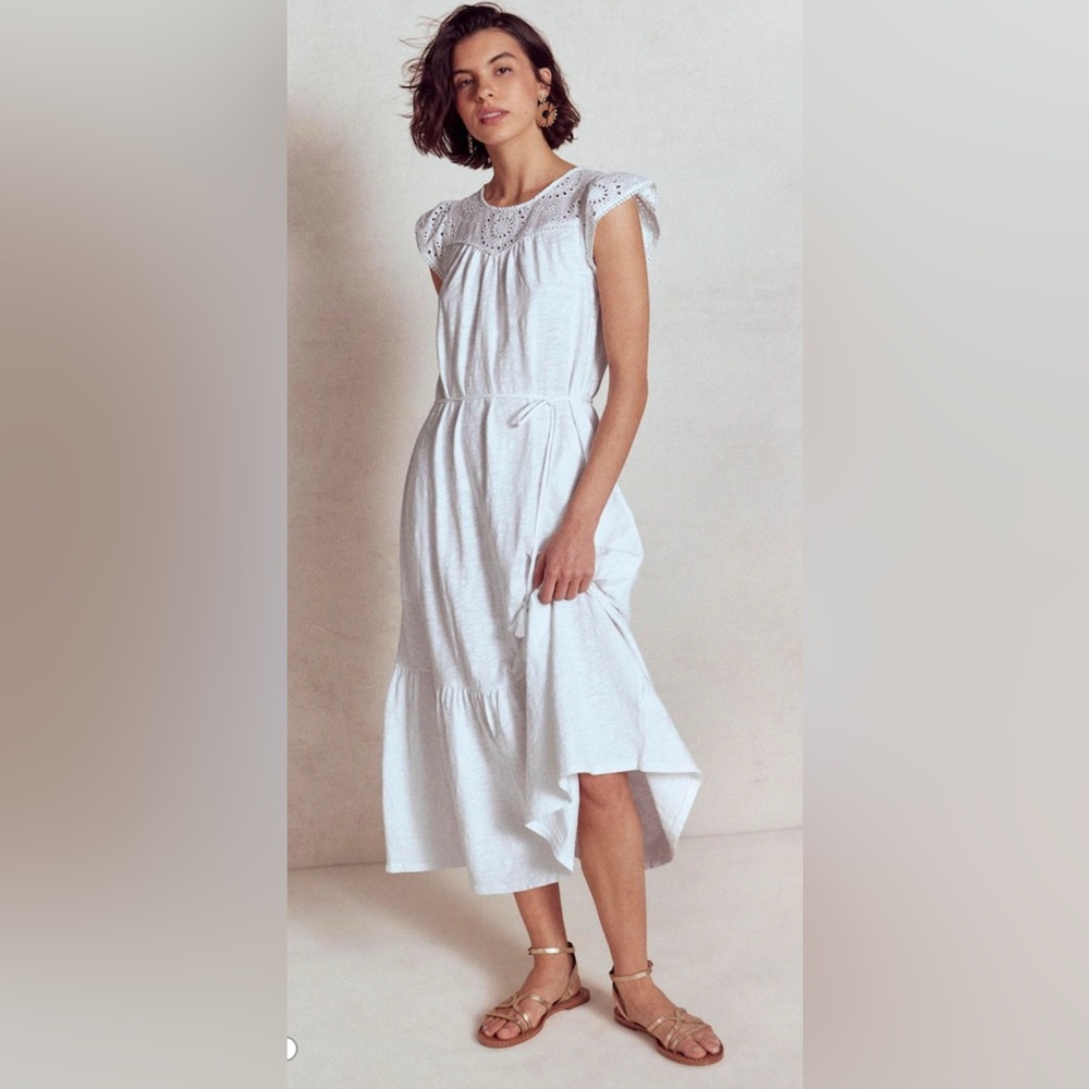 NWT Boden Size 2R White Juliet Broderie Midi Dress‎